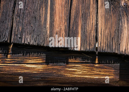 Weathered siding on the historic Fred Riddle House in Eastern Oregon. Stock Photo