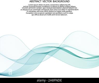 Blue horizontal lines. Transparent vector wave background. Abstract design element. Stock Vector