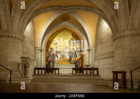 Washington, DC - 4 November 2019: Painting of Jesus above the altar in the crypt chapel of St Joseph of Arimathea Stock Photo