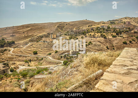 Sicilian hill landscape in Butera Stock Photo