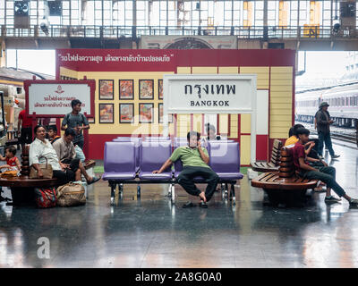 Bangkok, Thailand - May 25, 2019: Old Bangkok Railway Station unofficially known as Hua Lamphong station. The main railway station in Bangkok Stock Photo