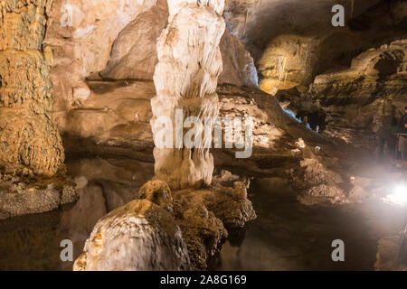 Rock formations in a cave under New Mexico in Carlsbad Caverns National Park. Stock Photo