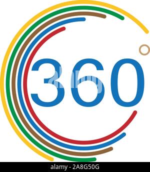 n white background. flat style. angle 360 degrees icon for your web site design, logo, app, UI. 360 degrees angle sign. Stock Vector