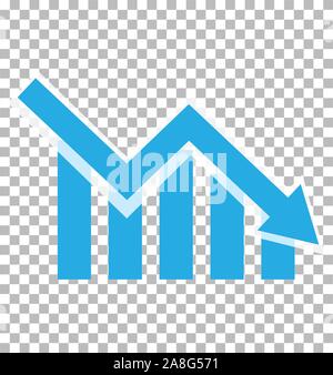 chart with bars declining. Chart icon on transparent background. loss chart. declining graph sign. negative trend symbol. Stock Vector
