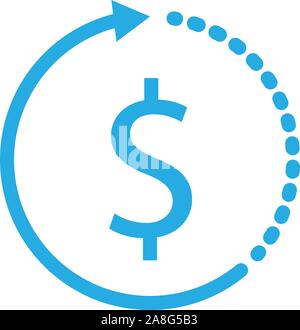 clock with dollar icon on white background. flat style. clock with dollar for your web site design, logo, app, UI. clock with dollar sign. Stock Vector