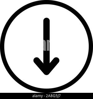 down arrow icon on white background. down arrow sign. flat style. arrow down rounded symbol. Stock Vector