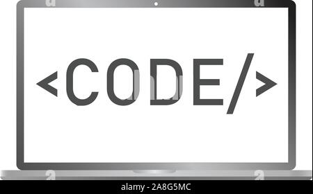 coding icon. coding in computer isolate on white background. Stock Vector