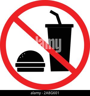 do not eat and drink icon for your web site design, logo, app, UI. no food and drink sign on white background. no food allowed symbol. Prohibition sig Stock Vector