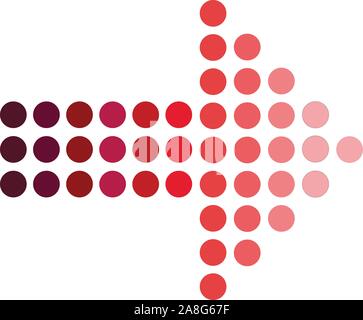 red dotted arrows on white background. red dot arrow sign. flat style. red dot arrow icon for your web site design, logo, app, UI. halftone effects ve Stock Vector