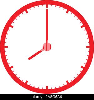 red clock icon on white background. clock sign. flat style. red clock icon for your web site design, logo, app, UI. time symbol. Stock Vector
