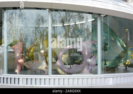 NEW YORK, NY - 05 NOV 2019: Closeup of the SeaGlass Carousel is a fish-themed carousel in Battery Park at the southern tip of Manhattan Island in New Stock Photo