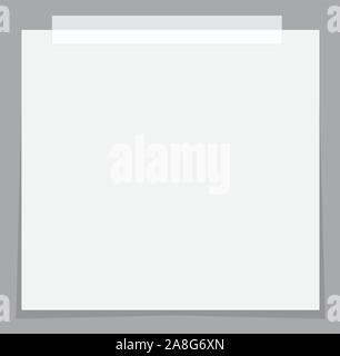 white paper stickers icon with shadow on gray background. flat style. white stick note paper icon for your web site design, logo, app, UI. note paper Stock Vector