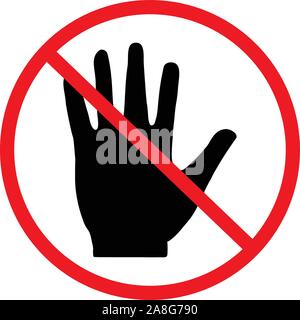 stop hand icon on white background. flat style. stop hand icon for your web site design, logo, app, UI. simple black hand symbol. hand sign. Stock Vector