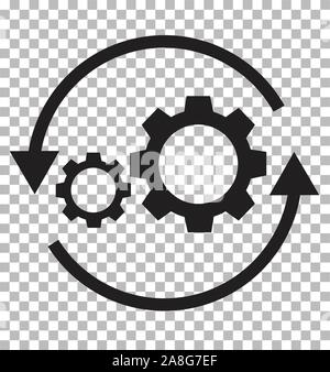 workflow icon on transparent. flat style. gear and arrow icon for your web site design, logo, app, UI. workflow automation icon. workflow concept sign Stock Vector