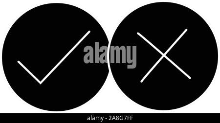 yes and no icon in trendy flat style on white background. yes no symbol for your web site design, logo, app, UI. yes no sign. Stock Vector