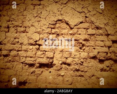 Made of clay bricks wall in 100 years old Stock Photo