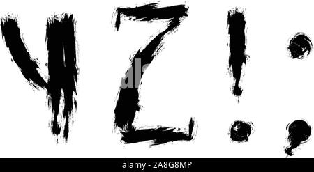Abstract letters set painted with brush. Futuristic font for lettering Stock Vector