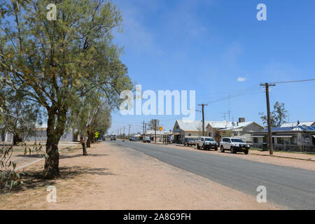 Deserted main street of the small rural Outback town of Carinda, near Walgett, New South Wales, NSW, Australia Stock Photo