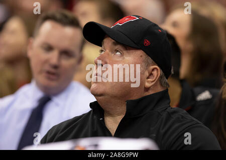 Madison, WI, USA. 8th Nov, 2019. Ex Packers coach Mike McCarthy was in attendance during the NCAA basketball game between the Eastern Illinois Panthers and the Wisconsin Badgers at the Kohl Center in Madison, WI. John Fisher/CSM/Alamy Live News Stock Photo