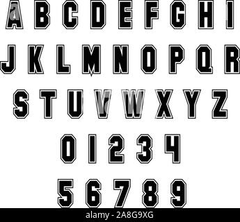 Sport Alphabet Letters and numbers on white background. Vintage sport font. Letters and numbers vector. Stock Vector