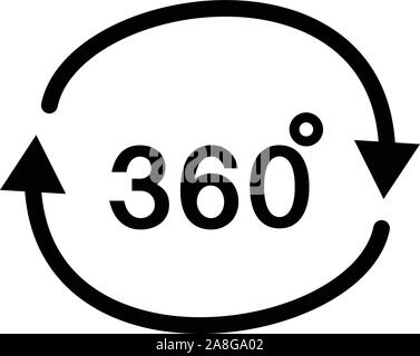 360 degrees angle icon in trendy flat style on white background. angle 360 degrees icon symbol for your web site design, logo, app, UI. Stock Vector