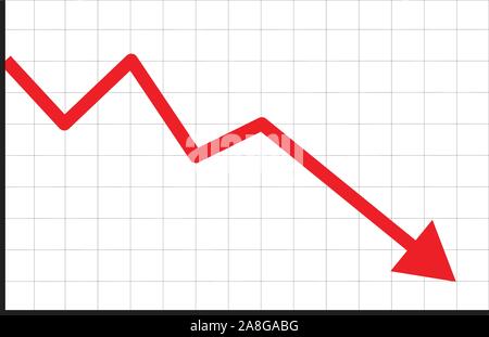 stock icon on white background. flat style. financial market crash icon for your web site design, logo, app, UI. graph chart downtrend symbol. chart g Stock Vector
