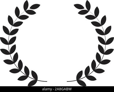 Laurel Wreaths. Simple flat black symbol with shadow on white ...