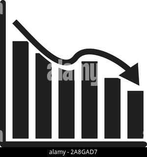 graph chart icon on white background. flat style. declining graph icon for your web site design, logo, app, UI. graph symbol. graph chart sign. Stock Vector