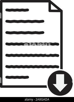 download file icon on white background. flat style. download file icon for your web site design, logo, app, UI. file document symbol. document arrow s Stock Vector