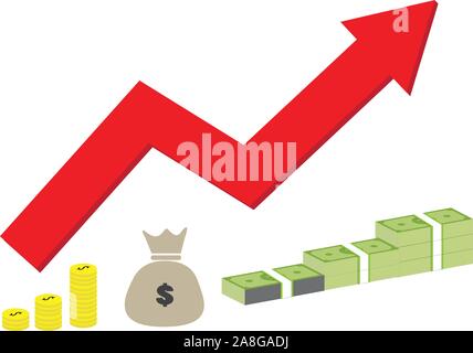 Income increase strategy icon on white background. flat style. financial success concept icon for your web site design, logo, app, UI. money concept s Stock Vector