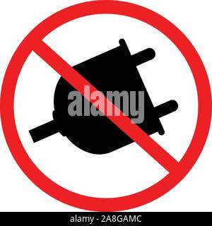 no plug icon on white background. flat style. STOP! no plug icon for your web site design, logo, app, UI. no plug symbol. STOP! no plug sign. Stock Vector