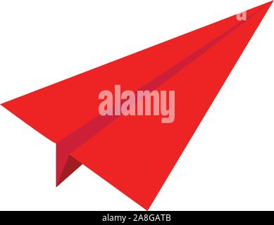 red paper airplane icon on white background. flat style. red paper aircraft icon for your web site design, logo, app, UI. paper plant symbol. red pape Stock Vector