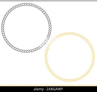 round marine icon on white background. flat style. rope frame icon for your web site design, logo, app, UI. Thin line climbing twisted rope symbol. Stock Vector