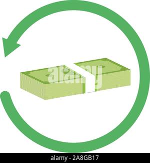 refund money icon on white background. flat style. refund money icon for your web site design, logo, app, UI. refund sign. Stock Vector