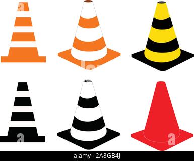 construction cone icon on white background. traffic cones sign. plastic traffic cones symbol. Stock Vector