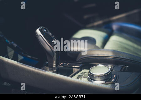 Automatic gear stick inside modern car  for background Stock Photo