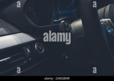 Car engine push start stop button ignition remote starter car, symbol Stock Photo