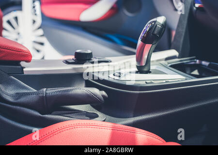 Automatic gear stick inside modern car  for background Stock Photo