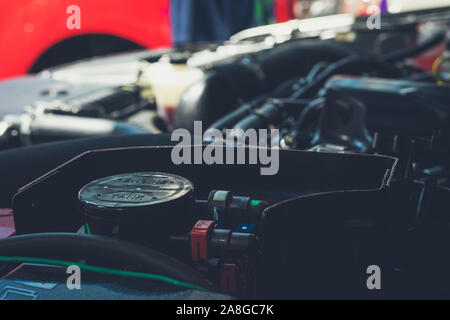 Close up shot of car engine for background,Close up Cover engine tank in engine car Stock Photo