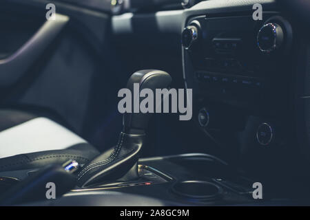 Automatic gear stick inside modern car  for background Stock Photo