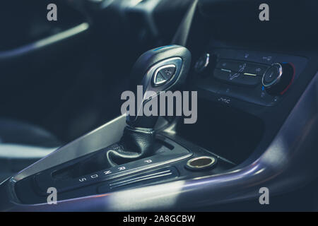 Automatic gear stick inside modern car  for background Stock Photo