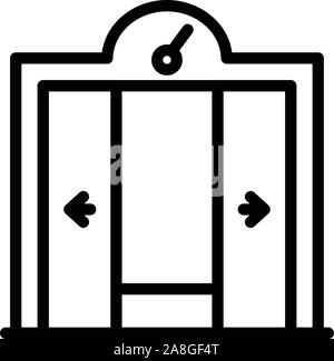 Opening the elevator doors icon, outline style Stock Vector