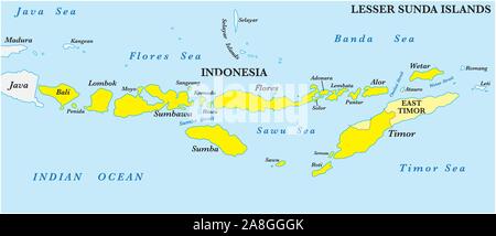 Map of the Lesser Sunda Islands in the Malay Archipelago Stock Vector ...