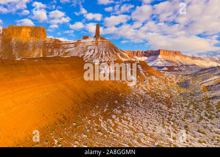 Clouds and snow at Castle Rock, proposed La Sa Waters Wilderenss, Utah, Castle Valley, Colorado River near Moab, Utah