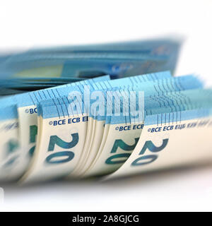 Many banknotes, 20 euros, in a close-up Stock Photo