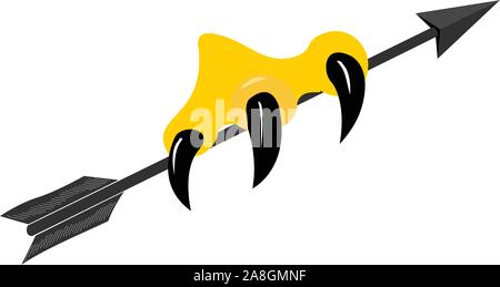 Eagle claw with arrow. Vector illustration isolated on white background Stock Vector