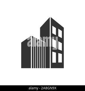 Building icon in flat style. Skyscraper vector illustration on white isolated background. Architecture business concept. Stock Vector