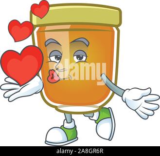 Sweet honey in the character mascot holding heart Stock Vector