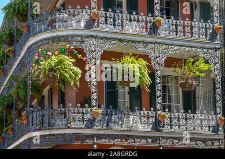 The French quarter in New Orleans. This historic district is a major tourist attraction famous for its iconic architecture and night life. Stock Photo