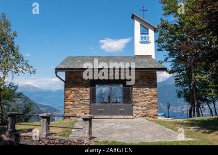 Beautiful little church on Monte Crocetta in Menaggio - Como lake in Italy Stock Photo